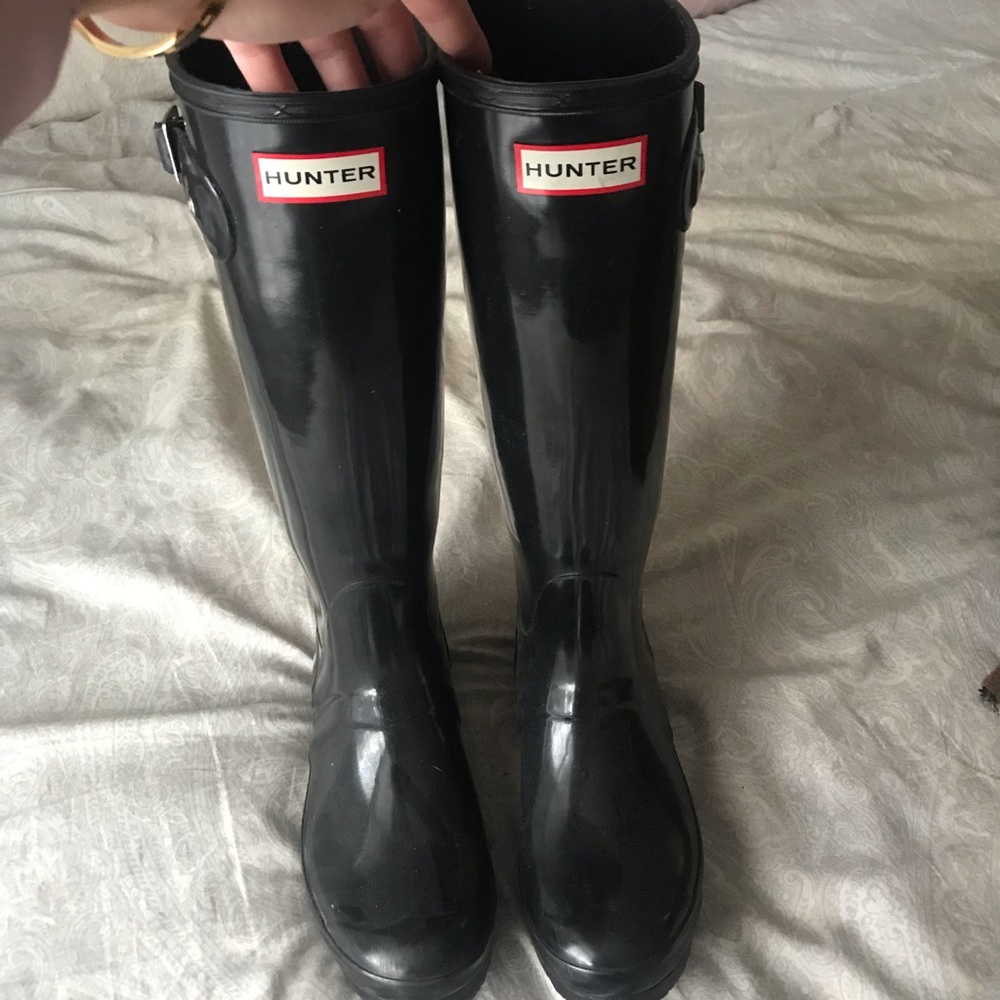 Tall glossy Hunter boots